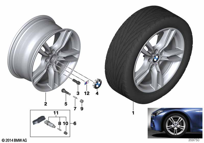 BMW LA wheel, M star spoke 400 - 18 BMW - 3 F30 LCI (330iX) [Left hand drive, Neutral, Europe 2015 year July]