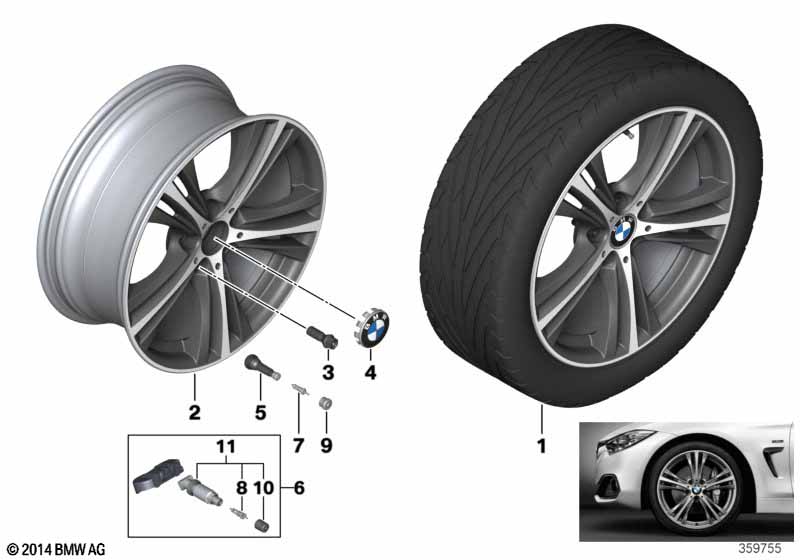 BMW LA wheel, star spoke 407 - 19 BMW - 4 F32 (435dX) [Right hand drive, Neutral, Europe 2013 year November]