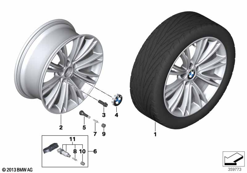 BMW LA wheel, individual V-spoke 626 BMW - 4 F32 (435dX) [Right hand drive, Neutral, Europe 2013 year November]