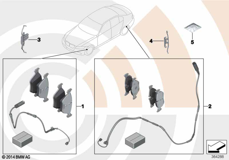 Service kit brake pads BMW - X1 F48 LCI (X1 16d) [Right hand drive, Neutral, Europe 2019 year July]