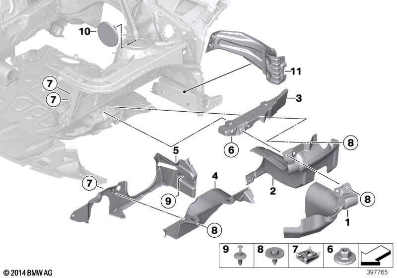 Mounting parts, engine compartment BMW - 3 F30 LCI (340i) [Right hand drive, Neutral, Europe 2015 year July]