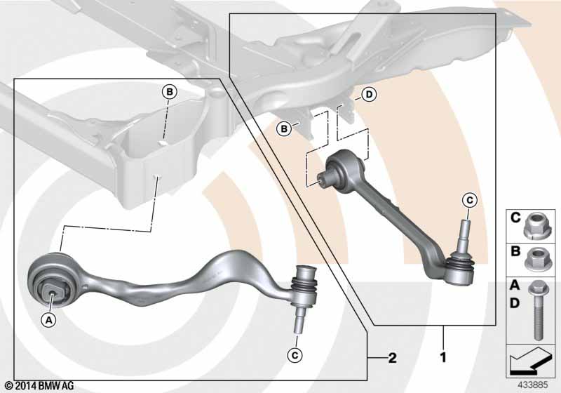 Repair kit, trailing links and wishbones BMW - 1 E88 (125i) [Left hand drive, Neutral, Europe 2007 year December]