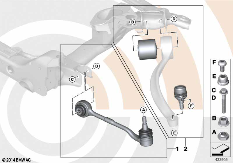Kit de reparación tirantes y travesaños BMW - X1 E84 (X1 20iX) [El volante izquierdo, Neutral, Europa 2011  Septiembre]