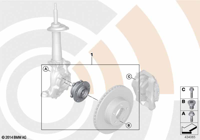 Repair kit, wheel bearing, front BMW - 1 E88 (125i) [Left hand drive, Neutral, Europe 2007 year December]