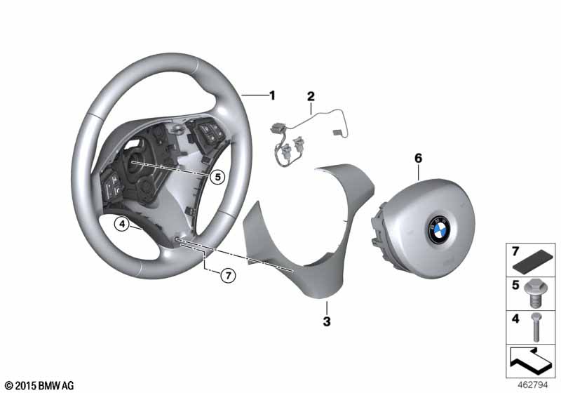 Airbag sports steering wheel BMW - 1 E88 (125i) [Left hand drive, Neutral, Europe 2007 year December]