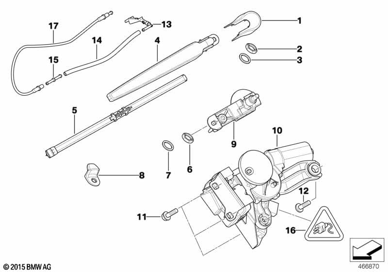 Single parts for rear window wiper BMW - 3 E91 (320i N43) [Left hand drive, Neutral, Europe 2007 year September]