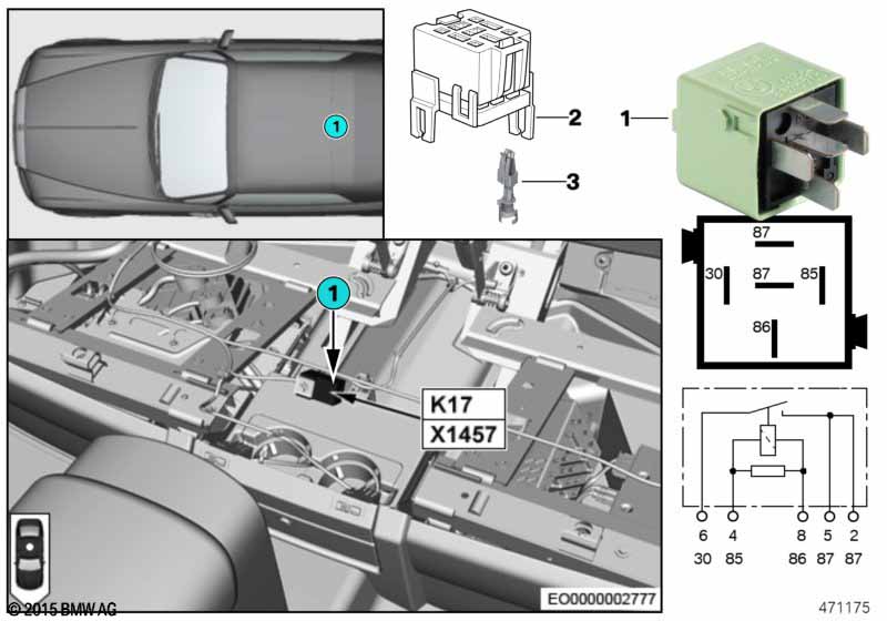 Ρελέ θέρμανσης καθίσματος πίσω K17 ROLLS-ROYCE - Phantom RR1 (Phantom) [Ευρώπη]