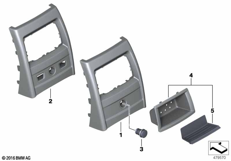 Mounting parts, centre console, rear BMW - 4 F32 LCI (430dX) [Left hand drive, Neutral, Europe 2017 year March]