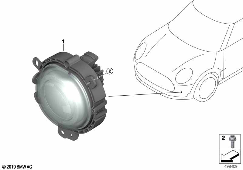 Headlight, bumper MINI - MINI Clubman F54 LCI (Cooper B36C) [Left hand drive, Neutral, Europe 2019 year July]