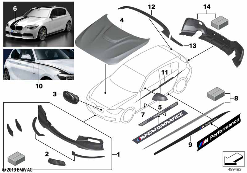 M Performance aerodynamics accessories BMW - 1 F20 (114d) [Left hand drive, Neutral, Europe 2012 year November]