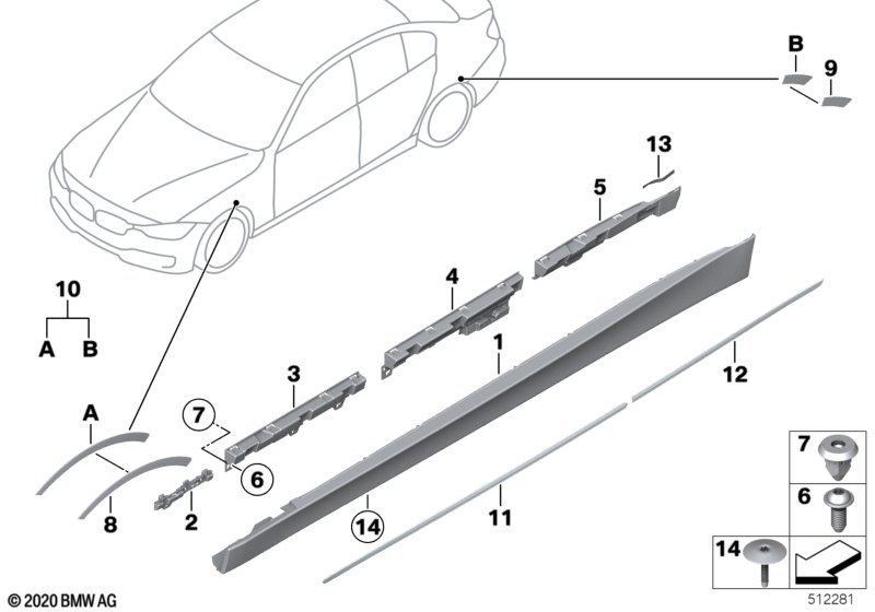 Cover door sill / wheel arch BMW - 3 F30 (328i N26) [Left hand drive, Neutral, USA 2012 year August]