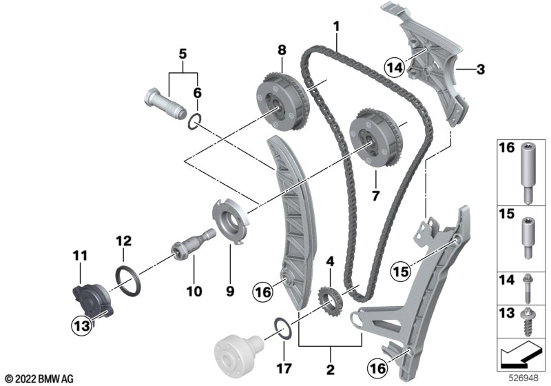 Mando de válvulas-cadena distribución BMW - 1 F20 LCI (125i N20) [El volante izquierdo, Neutral, Europa 2015  Marzo]