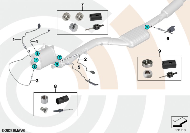Kit rep.casquillo soldar sensores escape BMW - X5 F15 (X5 30dX) [El volante derecho, Akpp, Tailandia 2013  Diciembre]