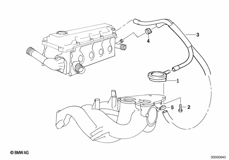 Crankcase-Ventilation BMW - 3 E46 (318i M43) [Left hand drive, Europe 1998 year April]