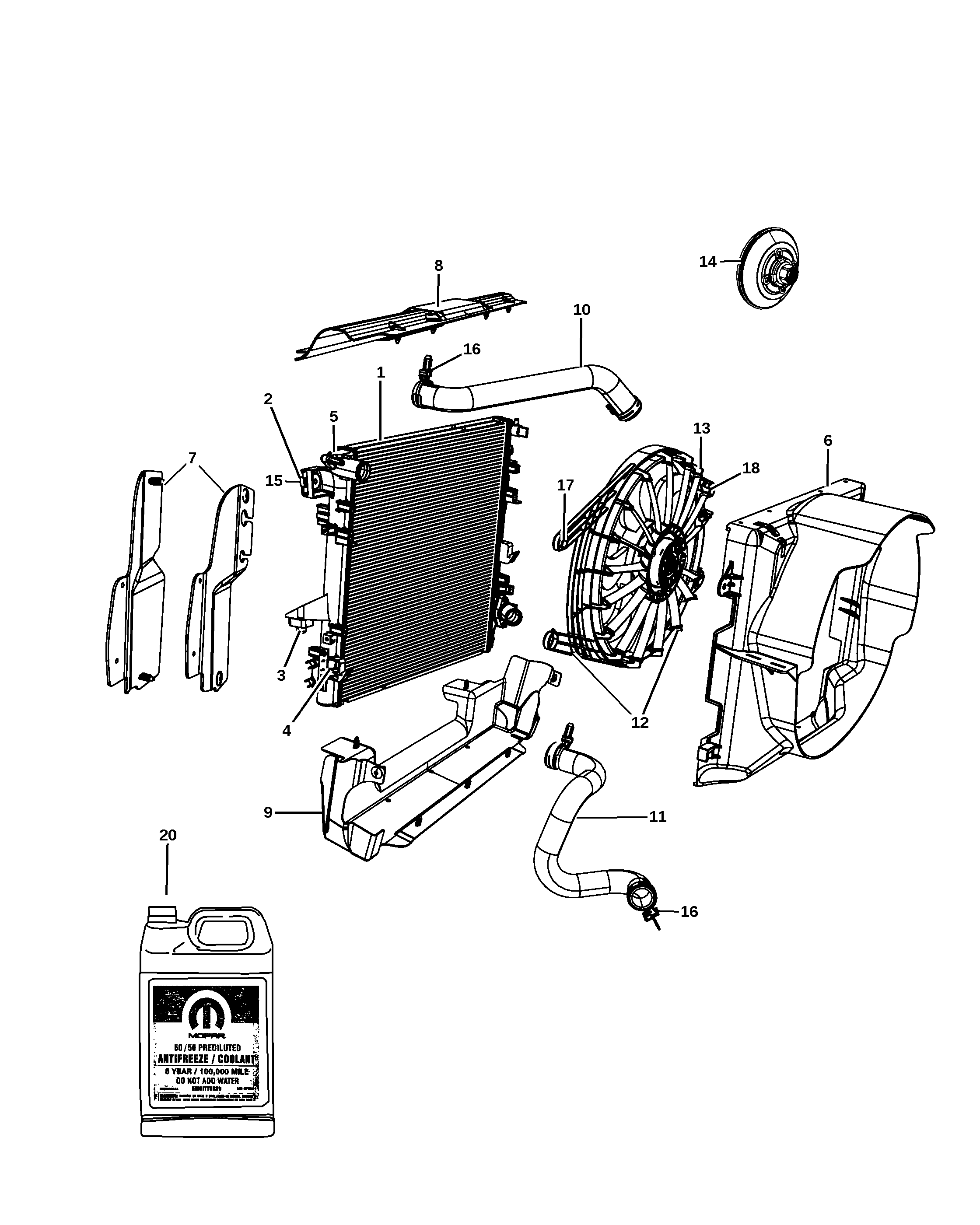 Jeep Wrangler JK Radiator and related parts Diagram & OEM Parts (2007 ...