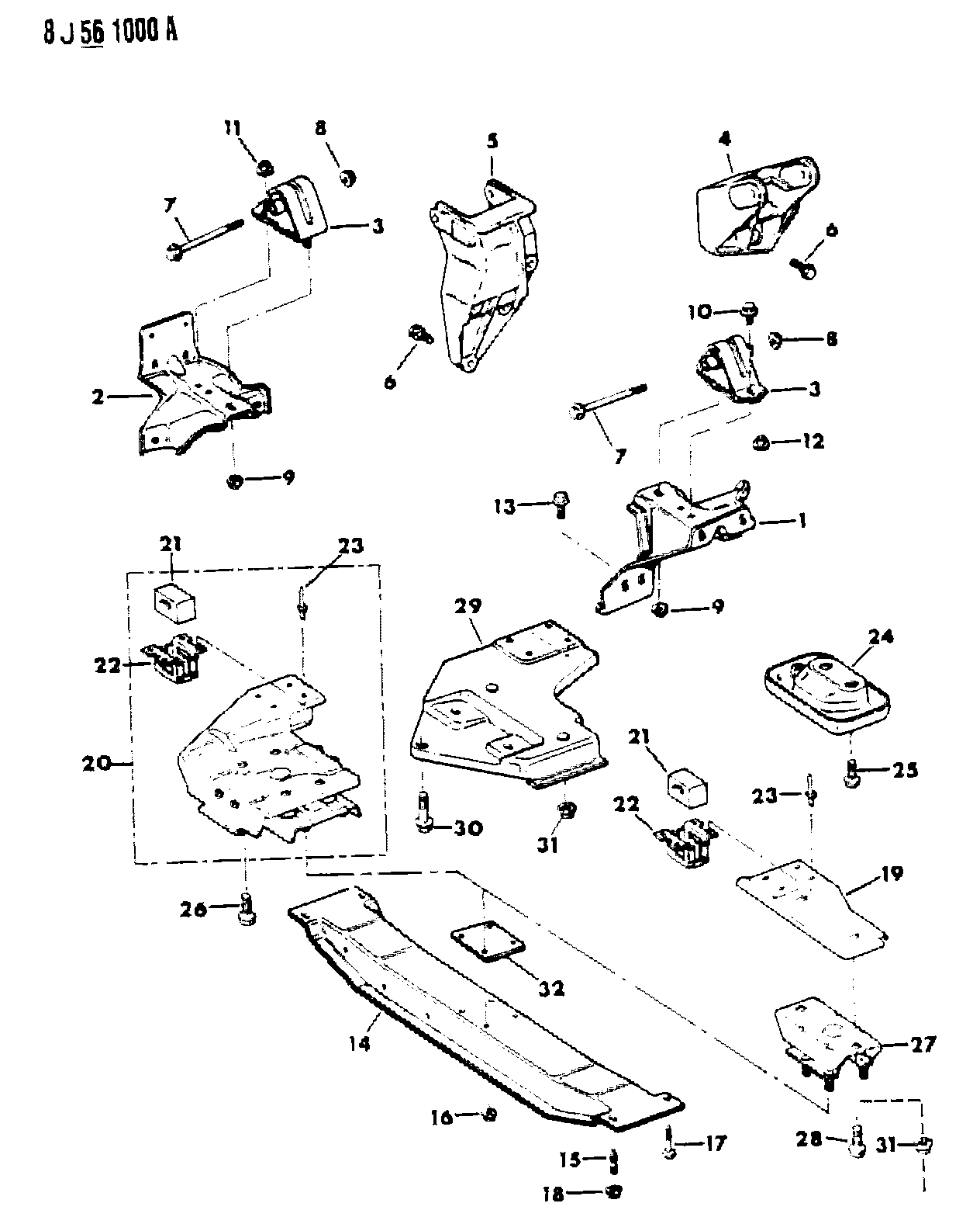 Jeep CJ/SJ/XJ Engine mounting, 4.0l engine parts 1981 - 1996 | EPC5 USA