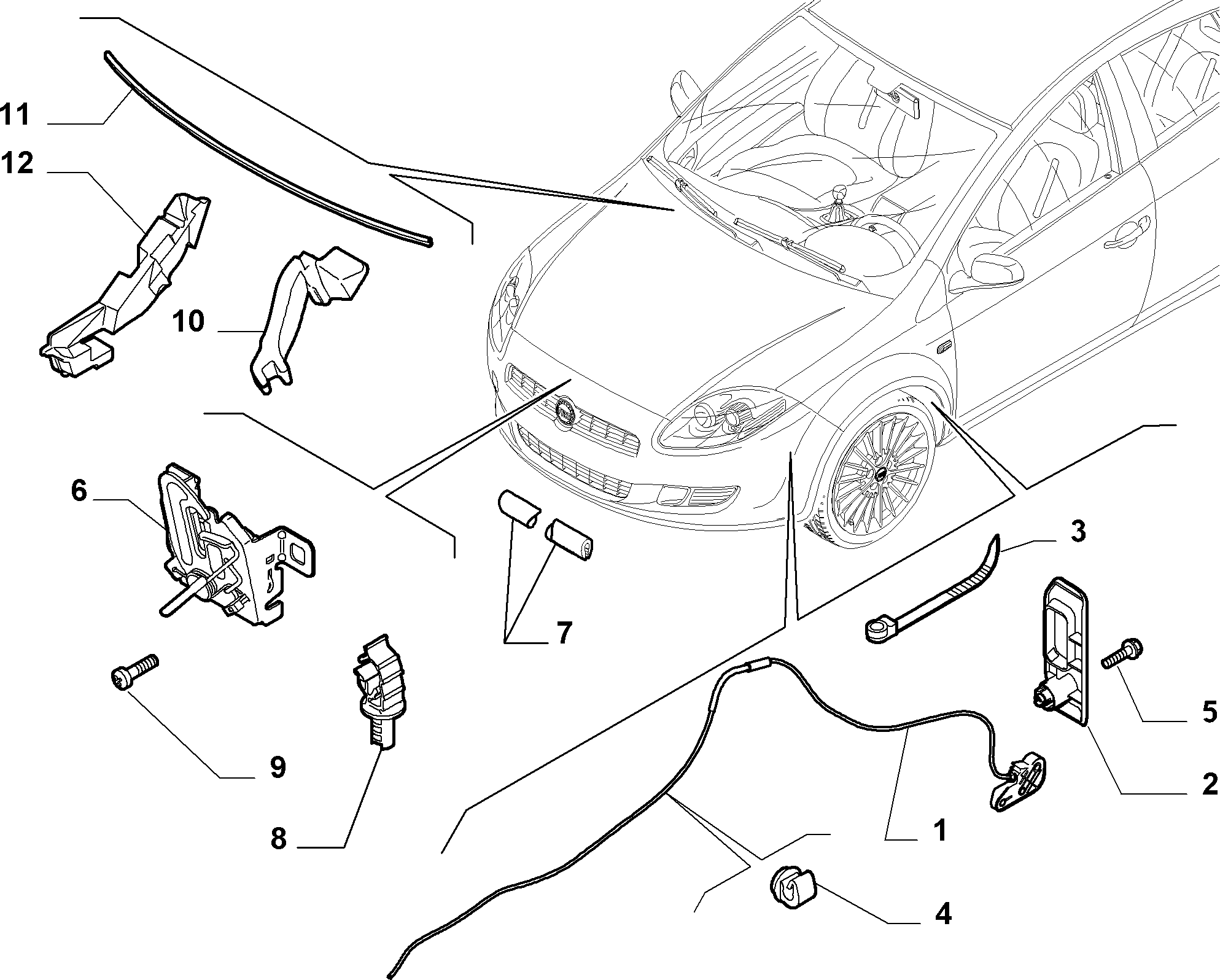 ENGINE COMPARTMENT LID FIAT NUOVA BRAVO (2007-2009)