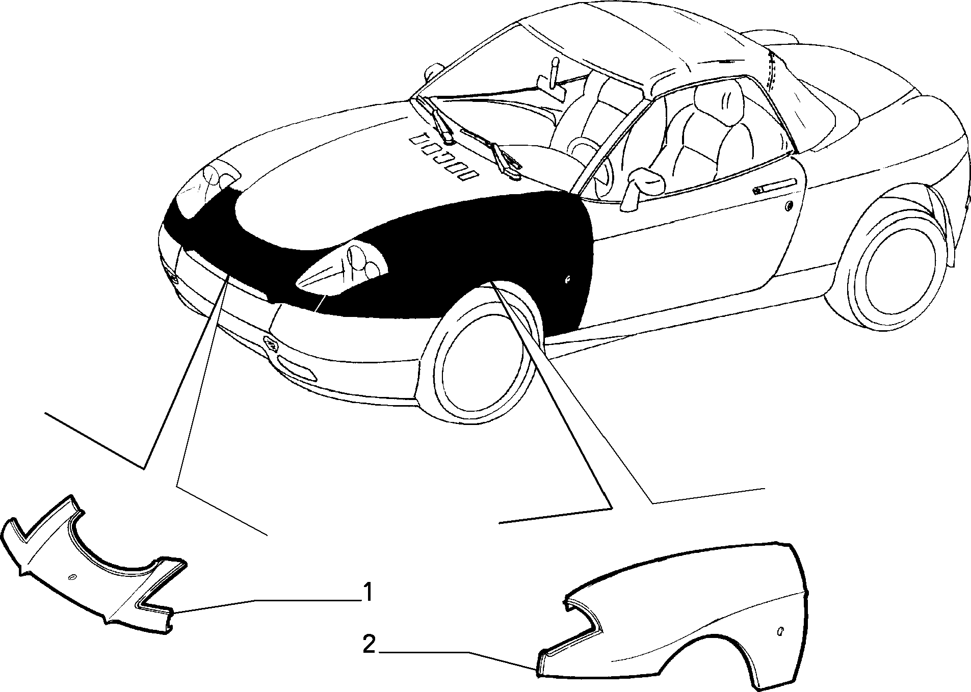 BODYSHELL, PANELS (FRONT PART) FIAT BARCHETTA (1995-2004) 