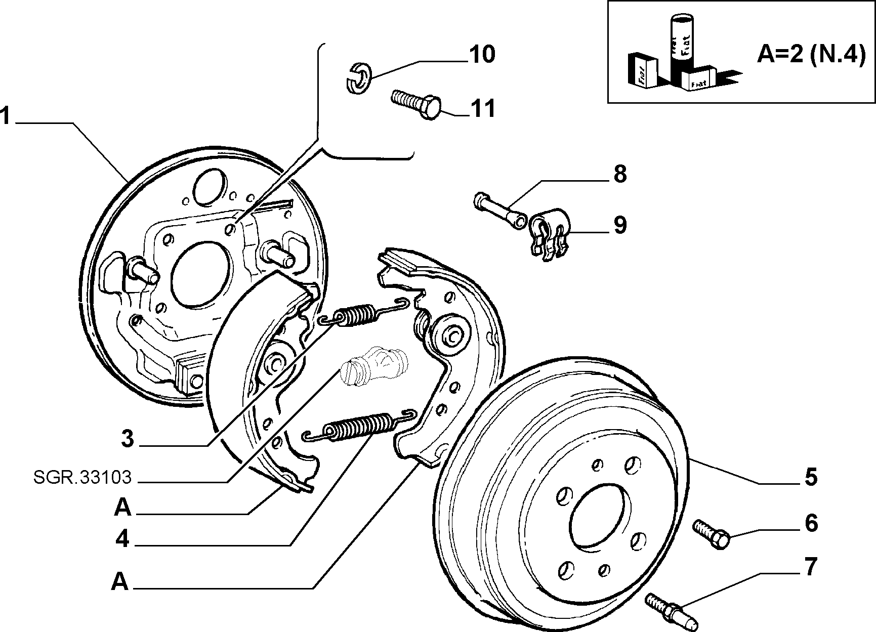 REAR WHEEL BRAKES FIAT PANDA 4X4 MAQ 91 (1991-2003)