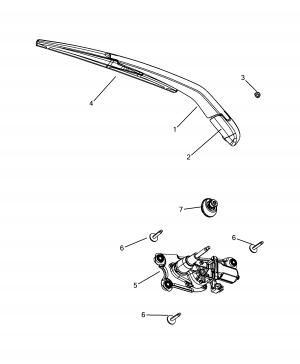 REAR WIPERS - ARM, BRUSHES AND MOTOR