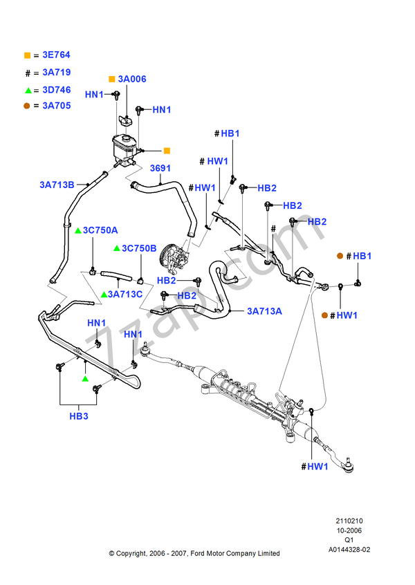 Supply & Return Hoses Power Strg FORD Edge 20072014/MKX 20072015 (TQ1)