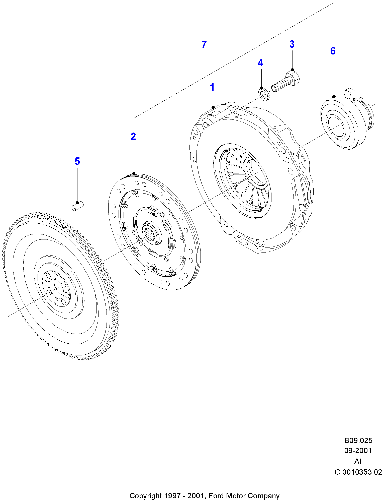 Ford Mondeo 1st Generation Facelift Clutch Diagram & OEM Parts (1996 ...