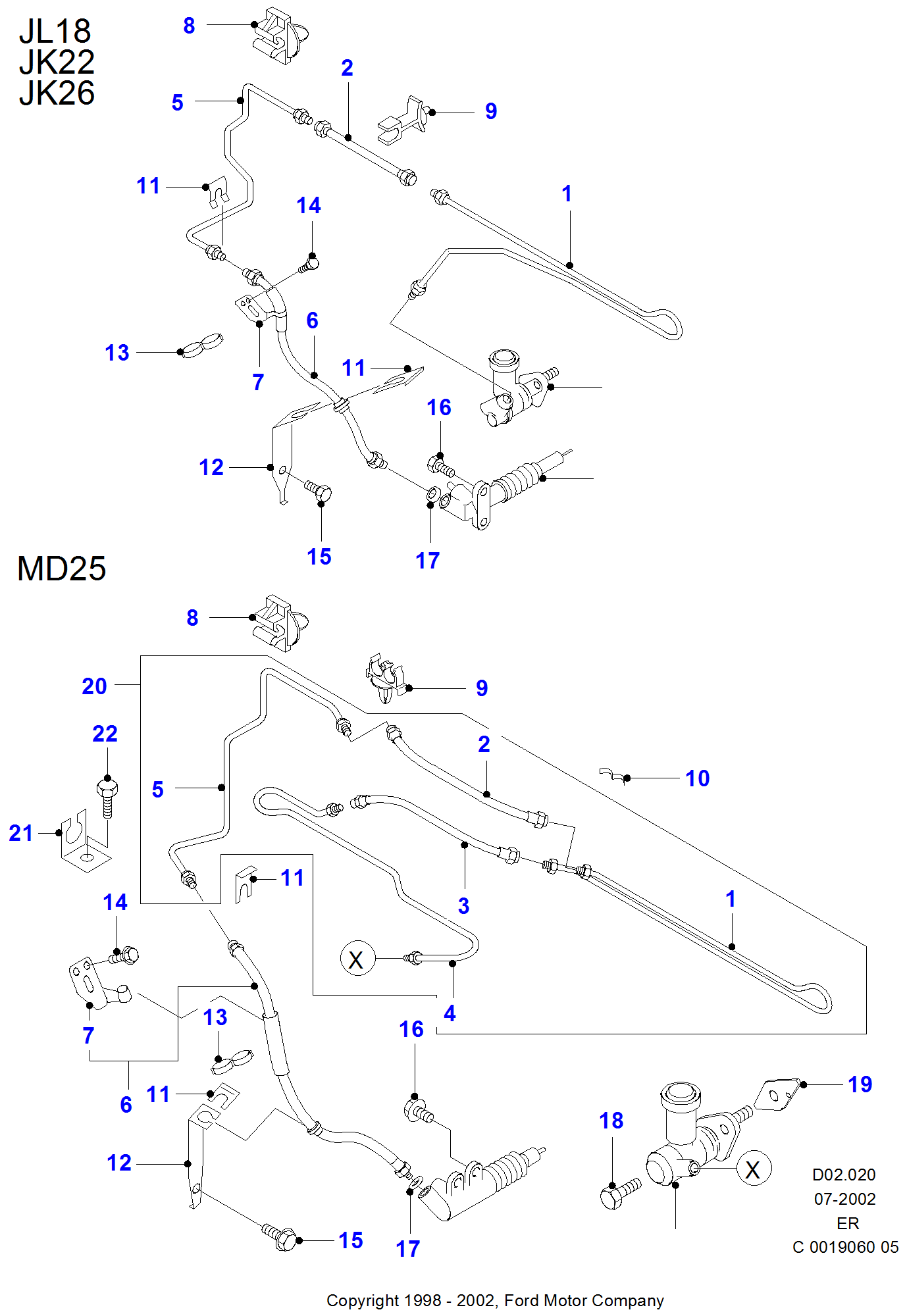 Ford Ranger 1st Genearation Clutch pipes Diagram & OEM Parts (1998 ...