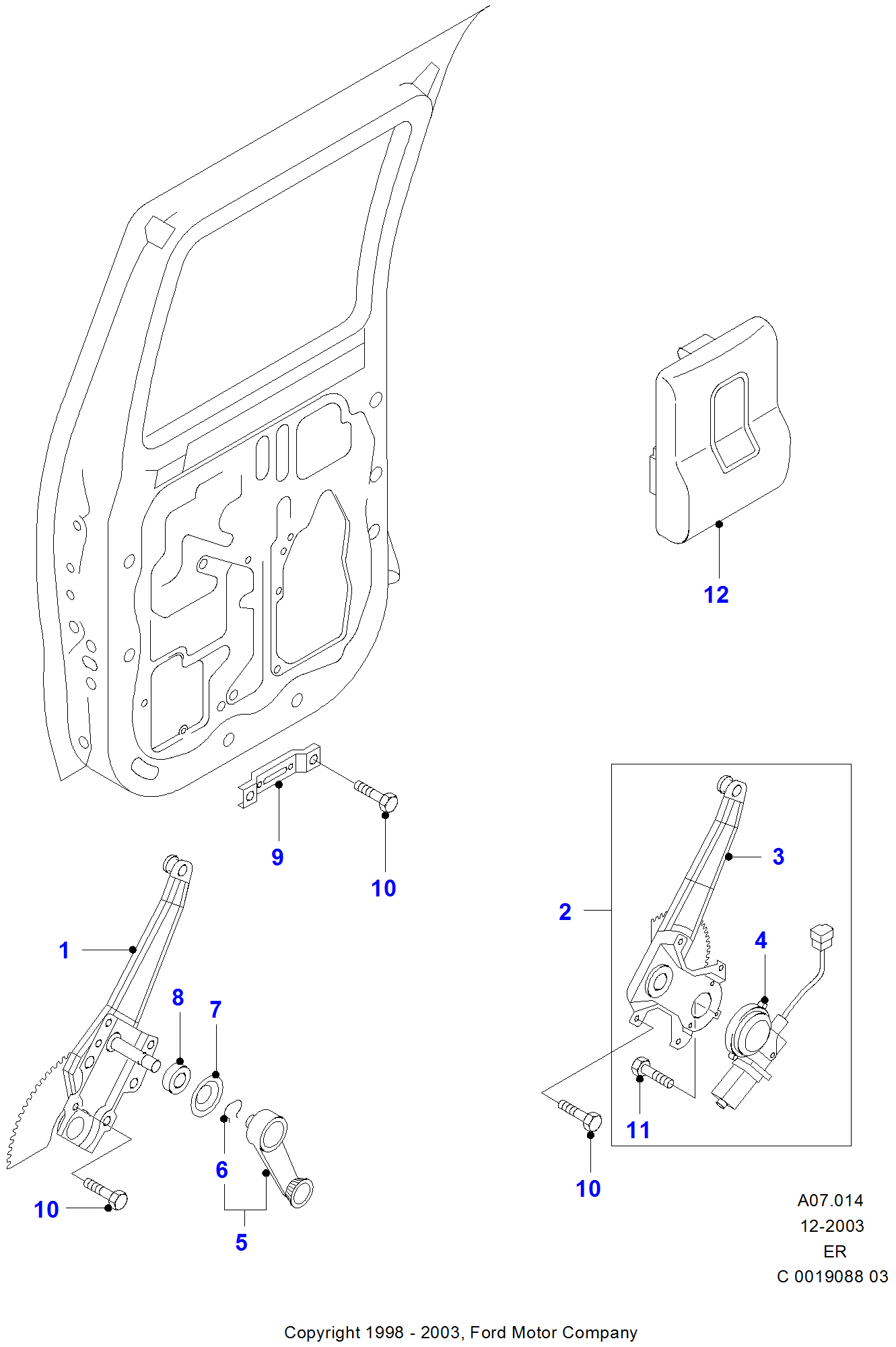 Ford Ranger 1st Genearation Rear door glass and window controls parts ...