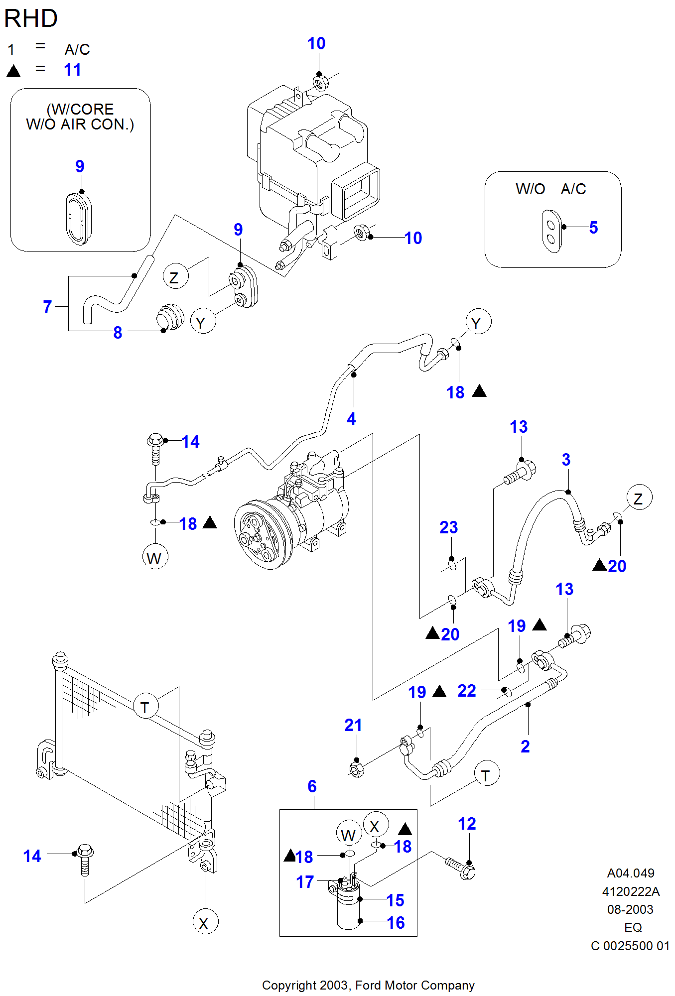 Ford Ranger 1st Genearation Facelift Air conditioning system parts 2002 ...