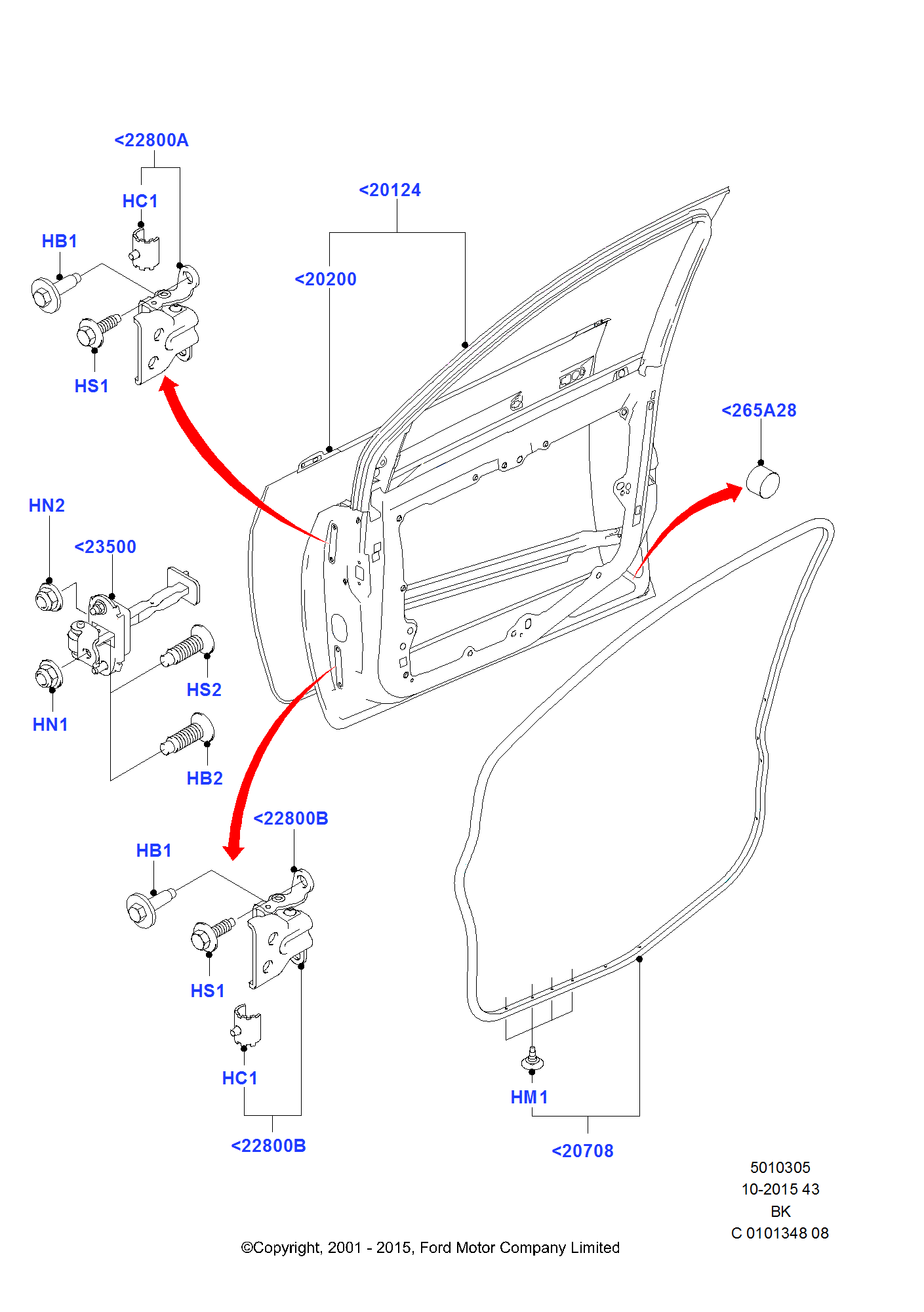 Türen v., Scharniere u. Dicht. FORD Fiesta 01-08 / Fusion 01-12 (CBK) 