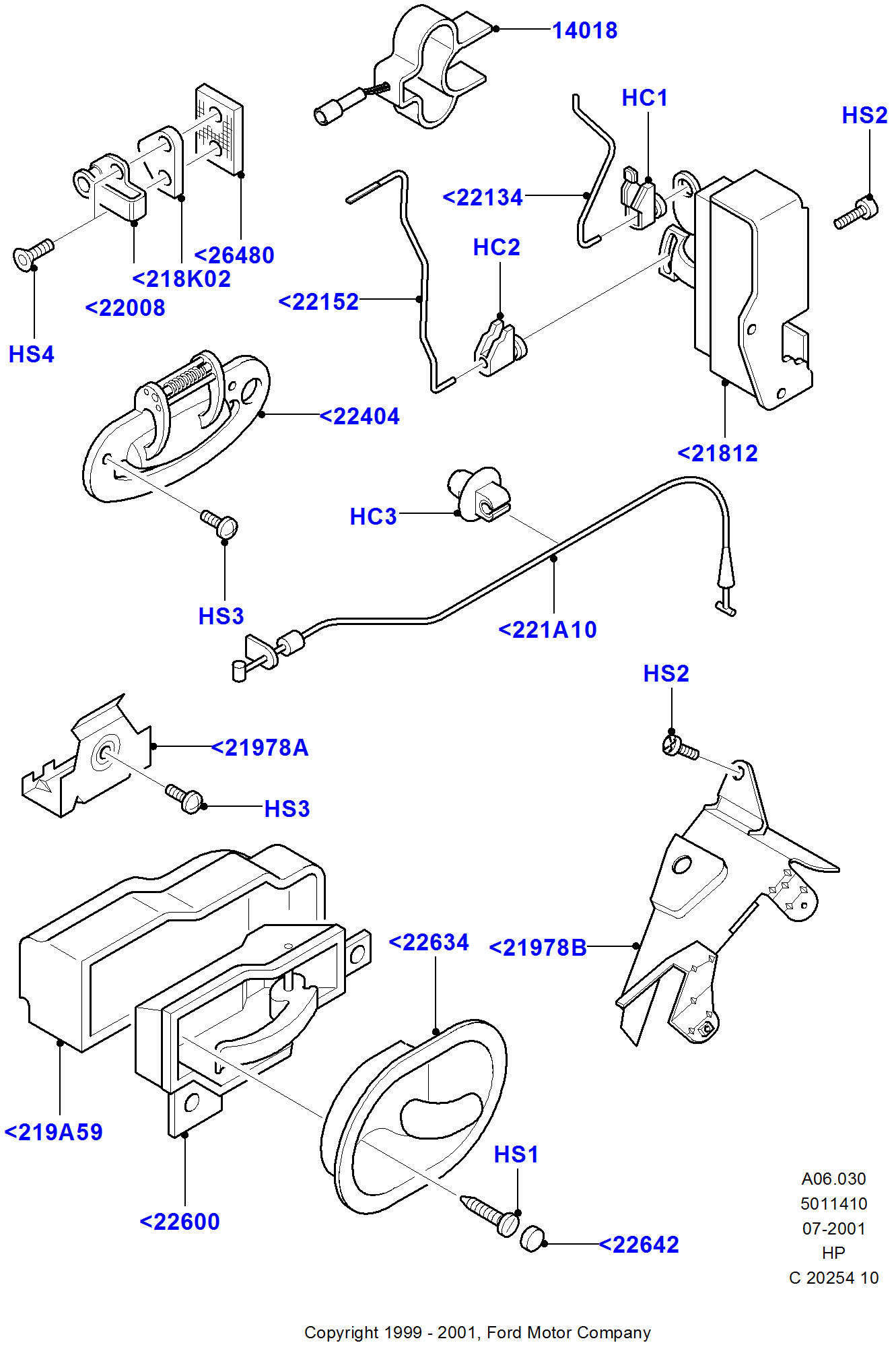 Buy Ford Puma Front door lock controls parts online 1997 - 2001 ...
