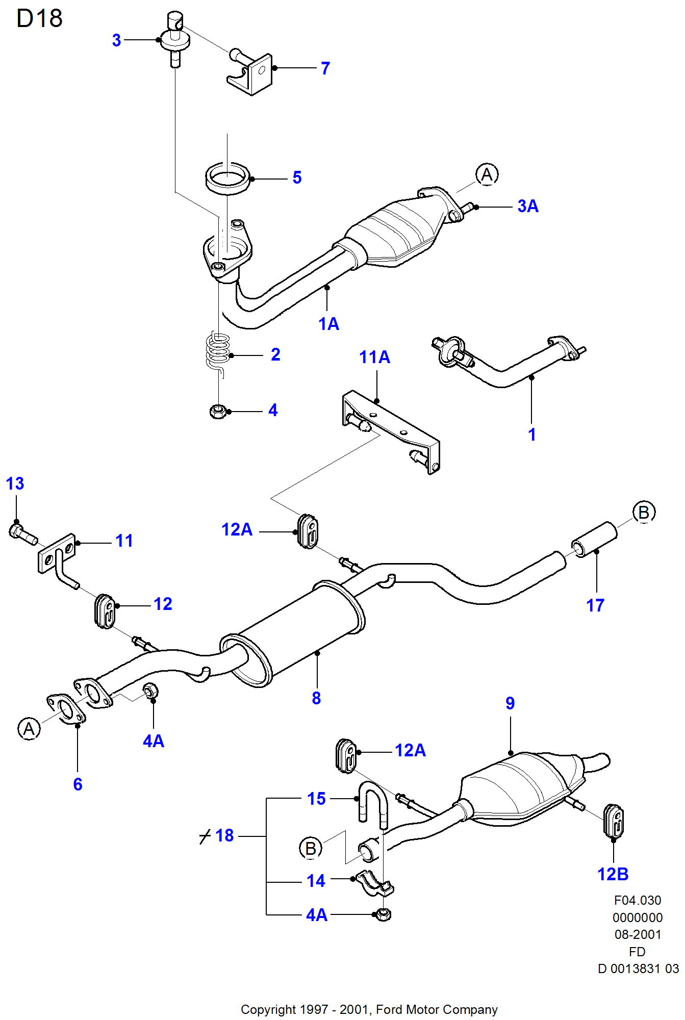 Exhaust System för Ford Mondeo Mondeo 1992-1996               (FD)