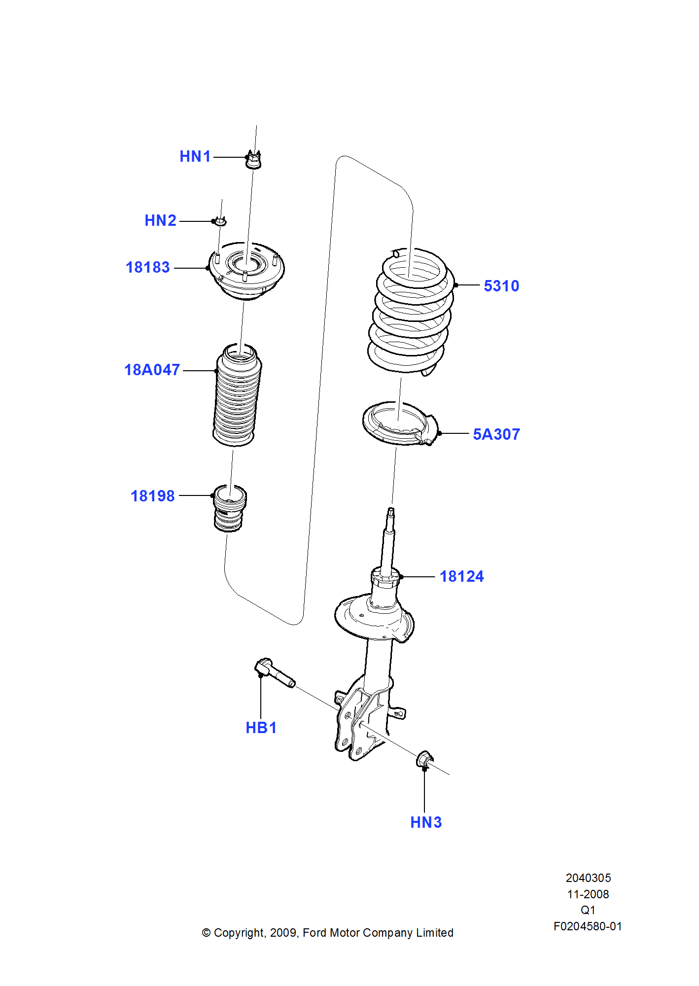 Front Suspension Struts And Springs FORD Edge 20072014/MKX 20072015 (TQ1)