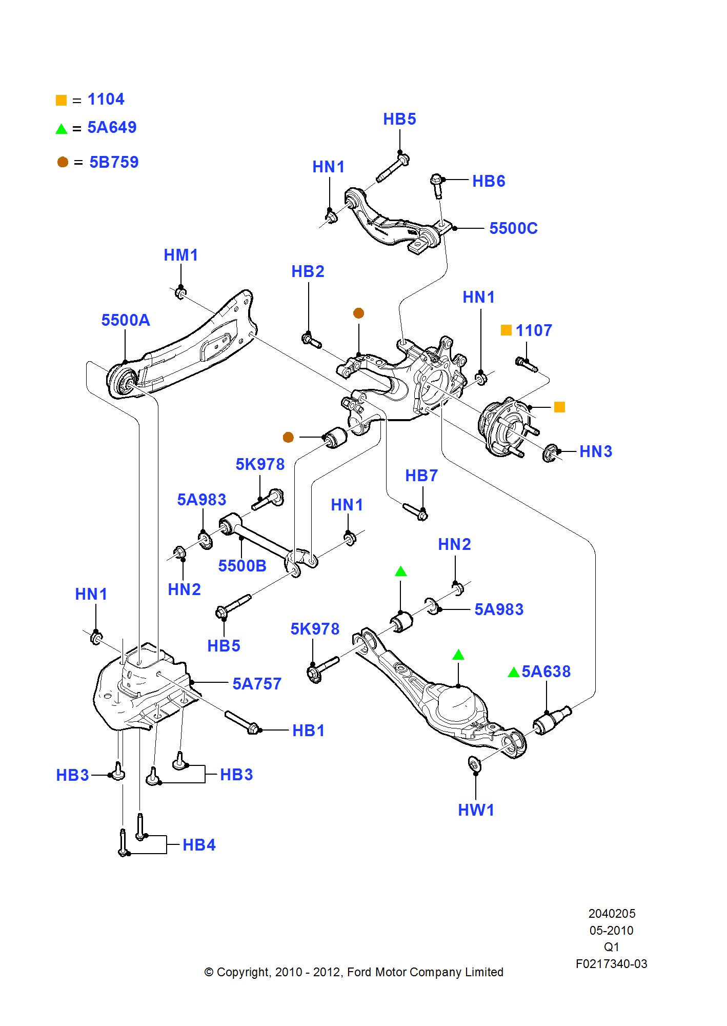 Rótula Trasera Y Brazos De Susp. FORD Edge 20072014/MKX 20072015 (TQ1)