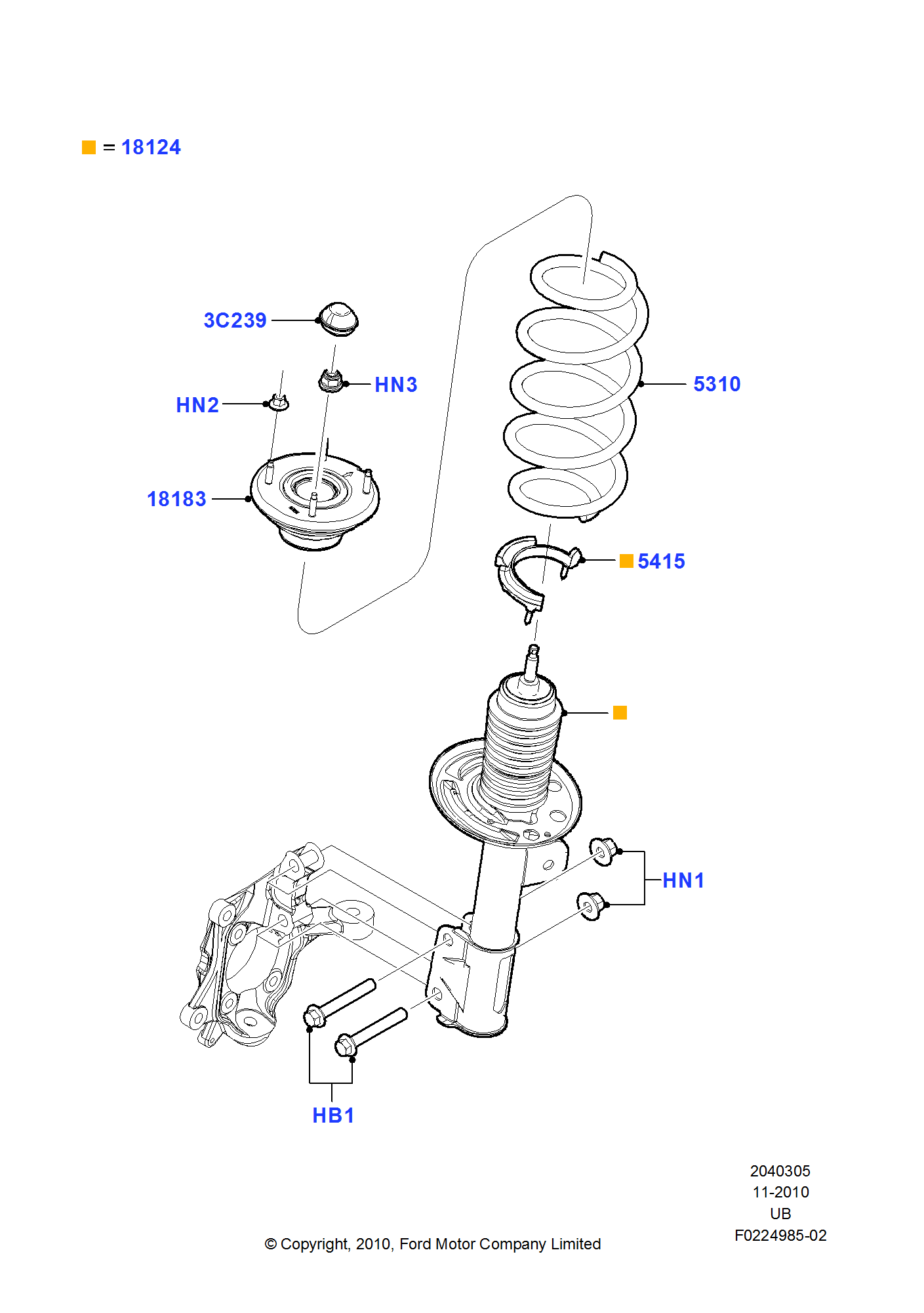 Front Suspension Struts And Springs FORD Explorer 2011 (TUB)