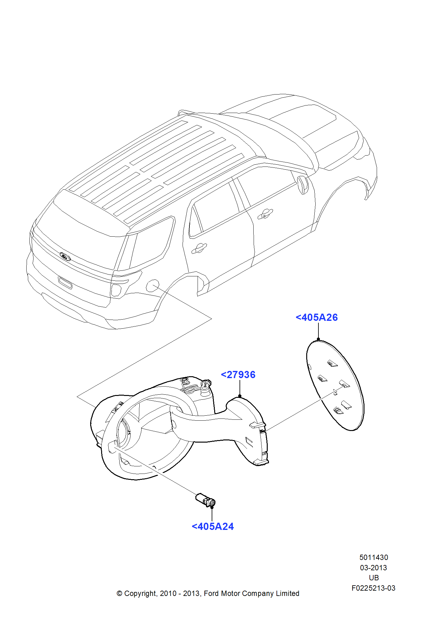 Fuel Tank Filler Door And Controls FORD Explorer 2011 (TUB)