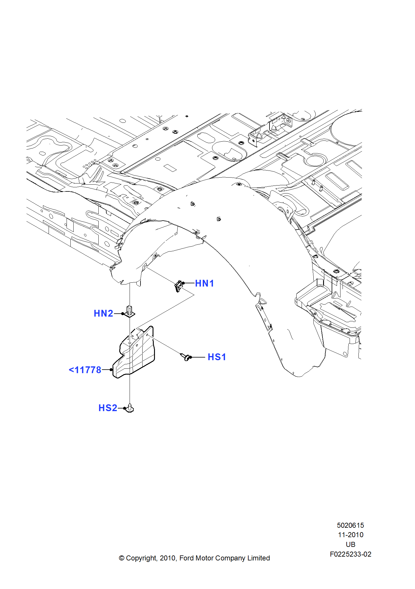 Splash And Heat Shields FORD Explorer 2011 (TUB)