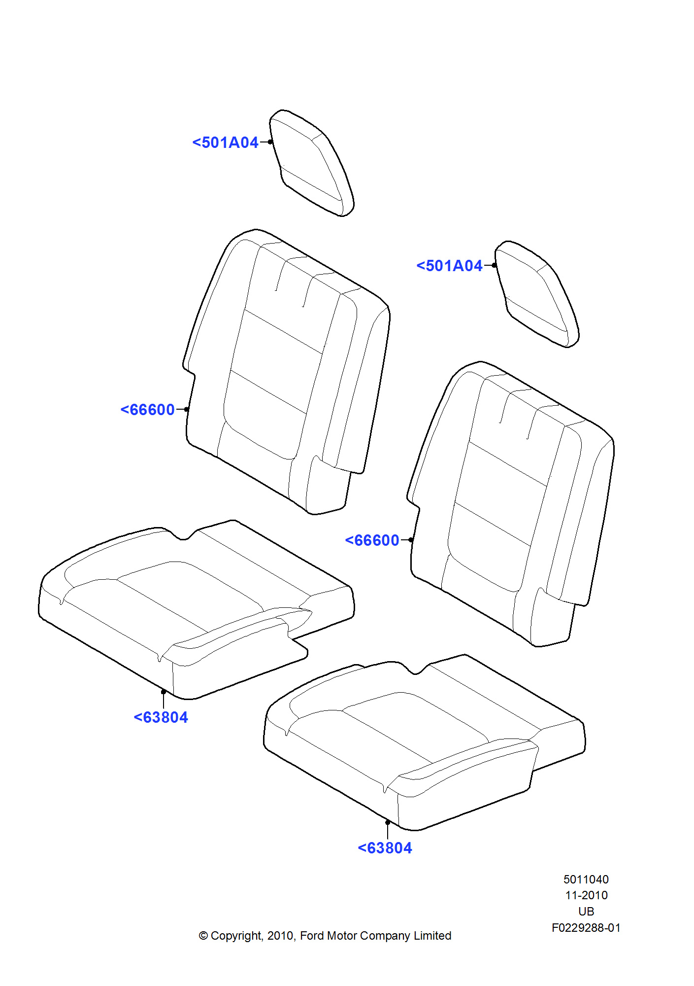 Rear Seat Covers FORD Explorer 2011 (TUB)