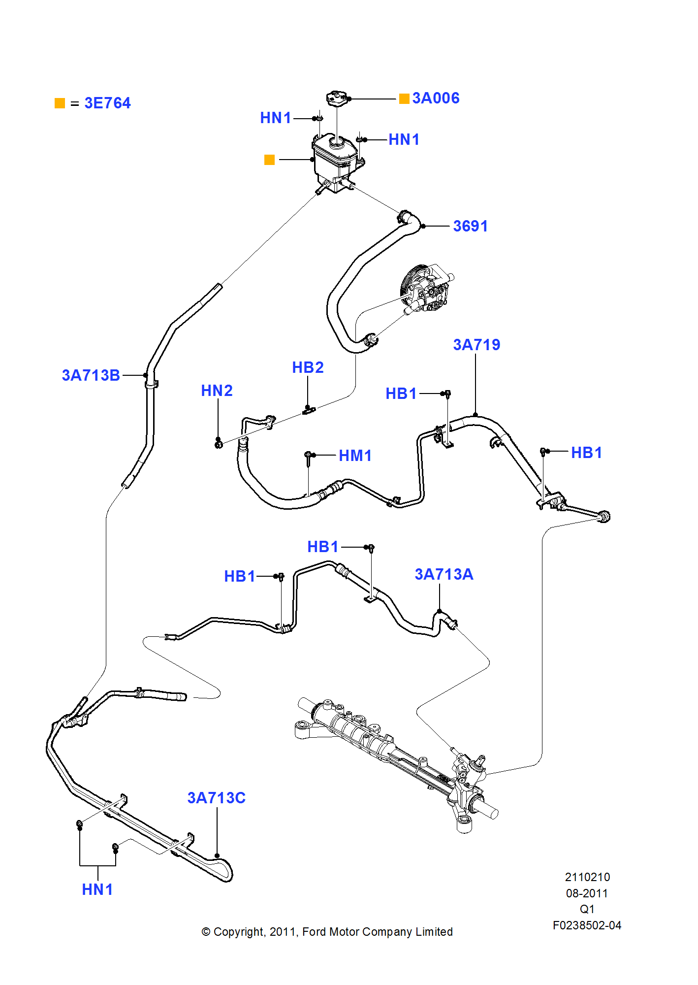 Supply & Return Hoses Power Strg FORD Edge 20072014/MKX 20072015 (TQ1)