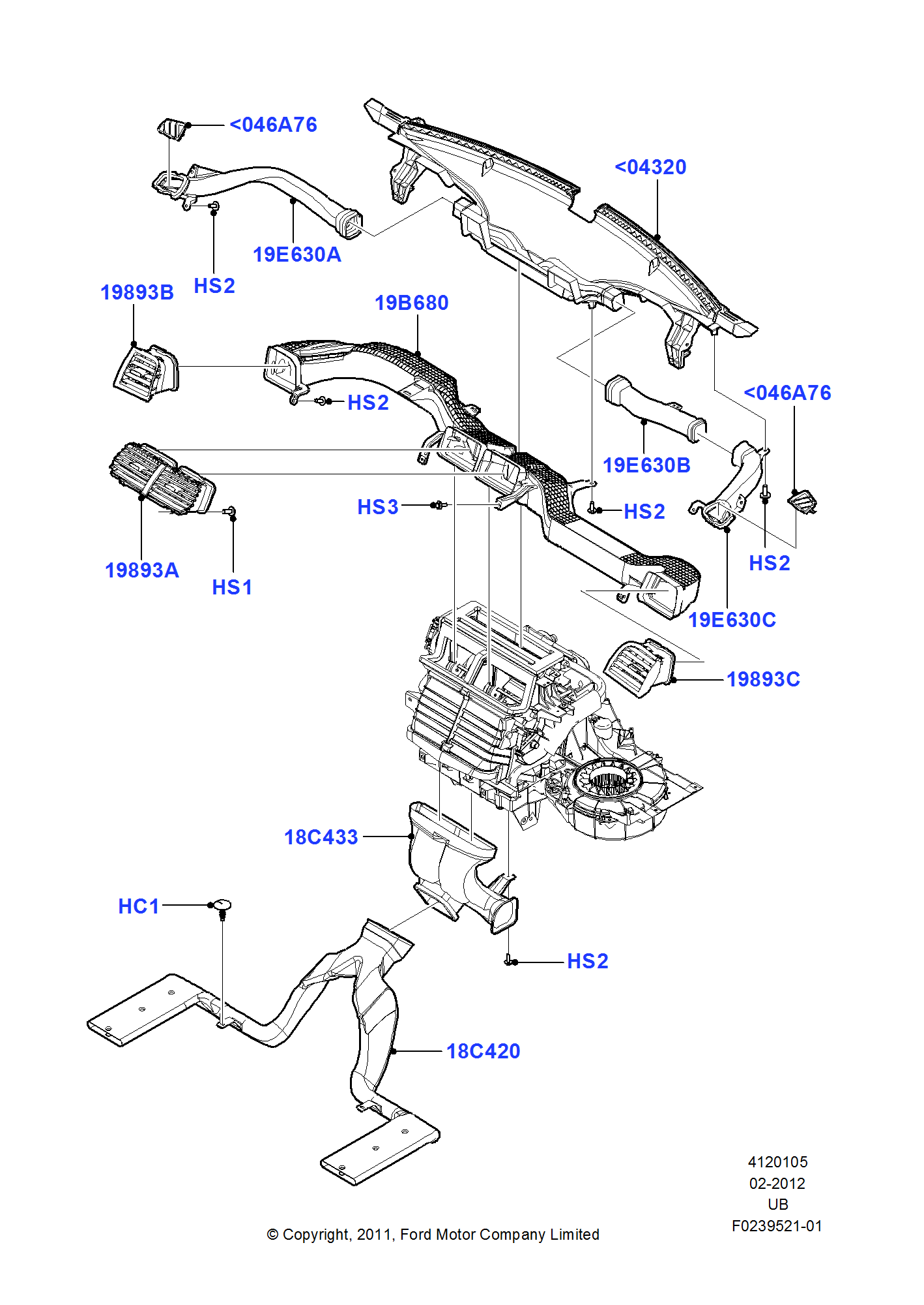 Air Vents, Louvres And Ducts FORD Explorer 2011 (TUB)