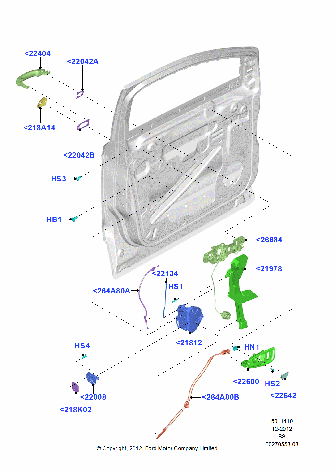 Front Door Lock Controls FORD Kuga 2012 (CBS)