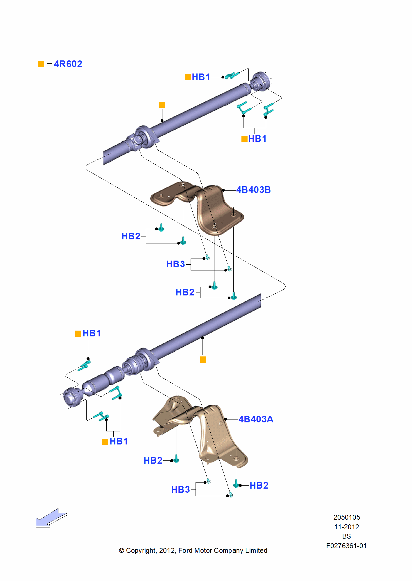 Drive Shaft Rear Axle Drive FORD Kuga 2012 (CBS)