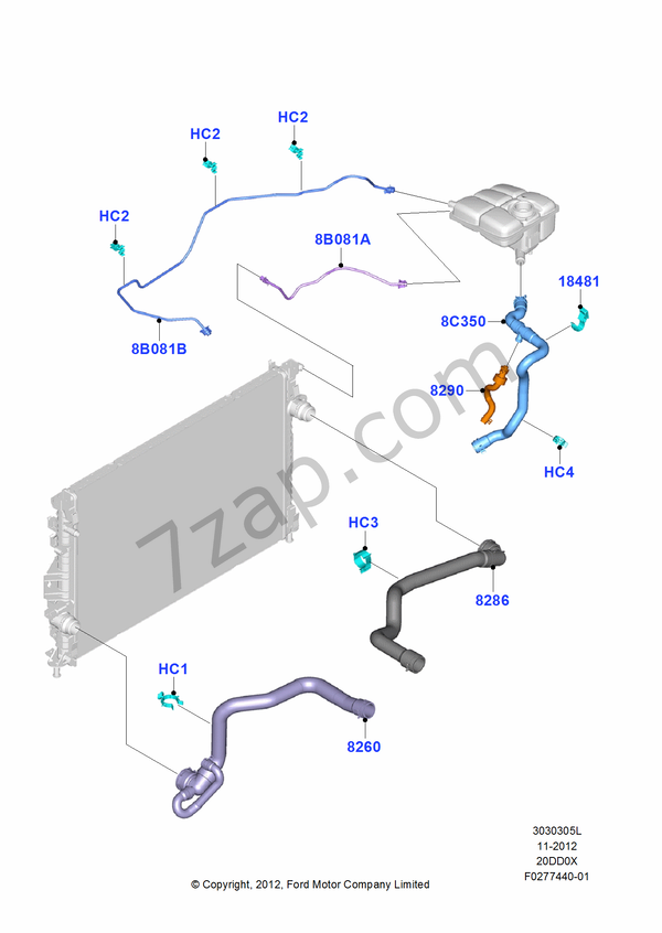 Cooling System Pipes And Hoses FORD Kuga 2012 (CBS)