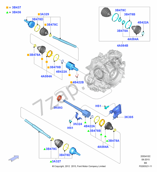 Drive Shaft Front Axle Drive FORD Kuga 2012 (CBS)