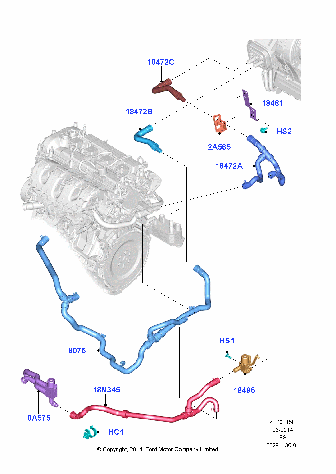 Heater Hoses FORD Kuga 2012 (CBS)