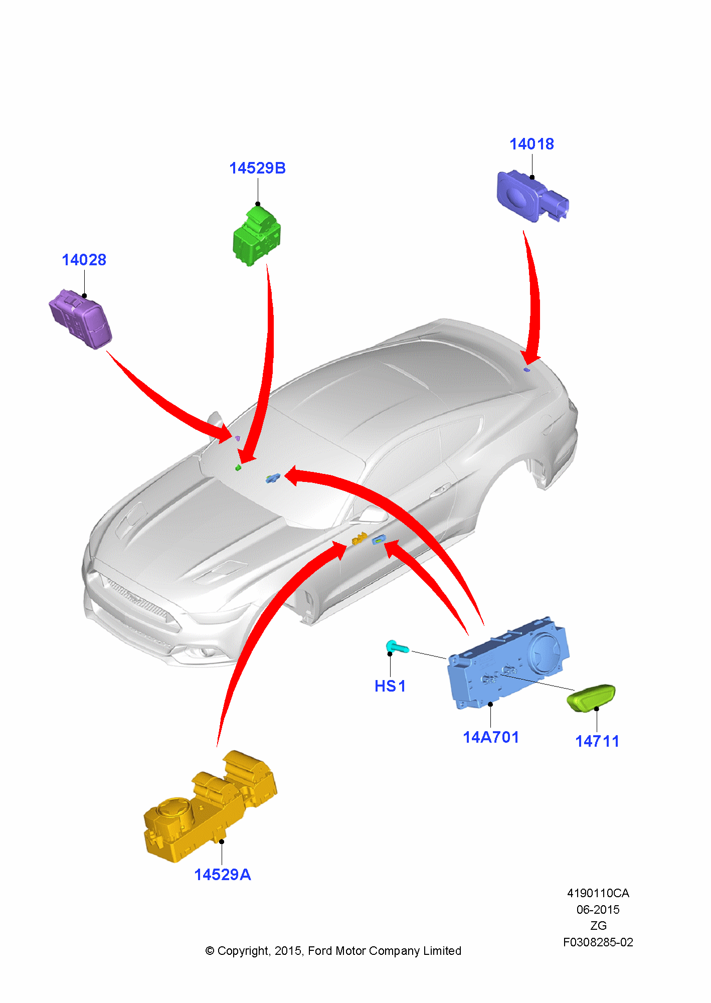Ford Mustang S550 Switches Diagram & OEM Parts (2015 - 2016 Asia) | 7zap