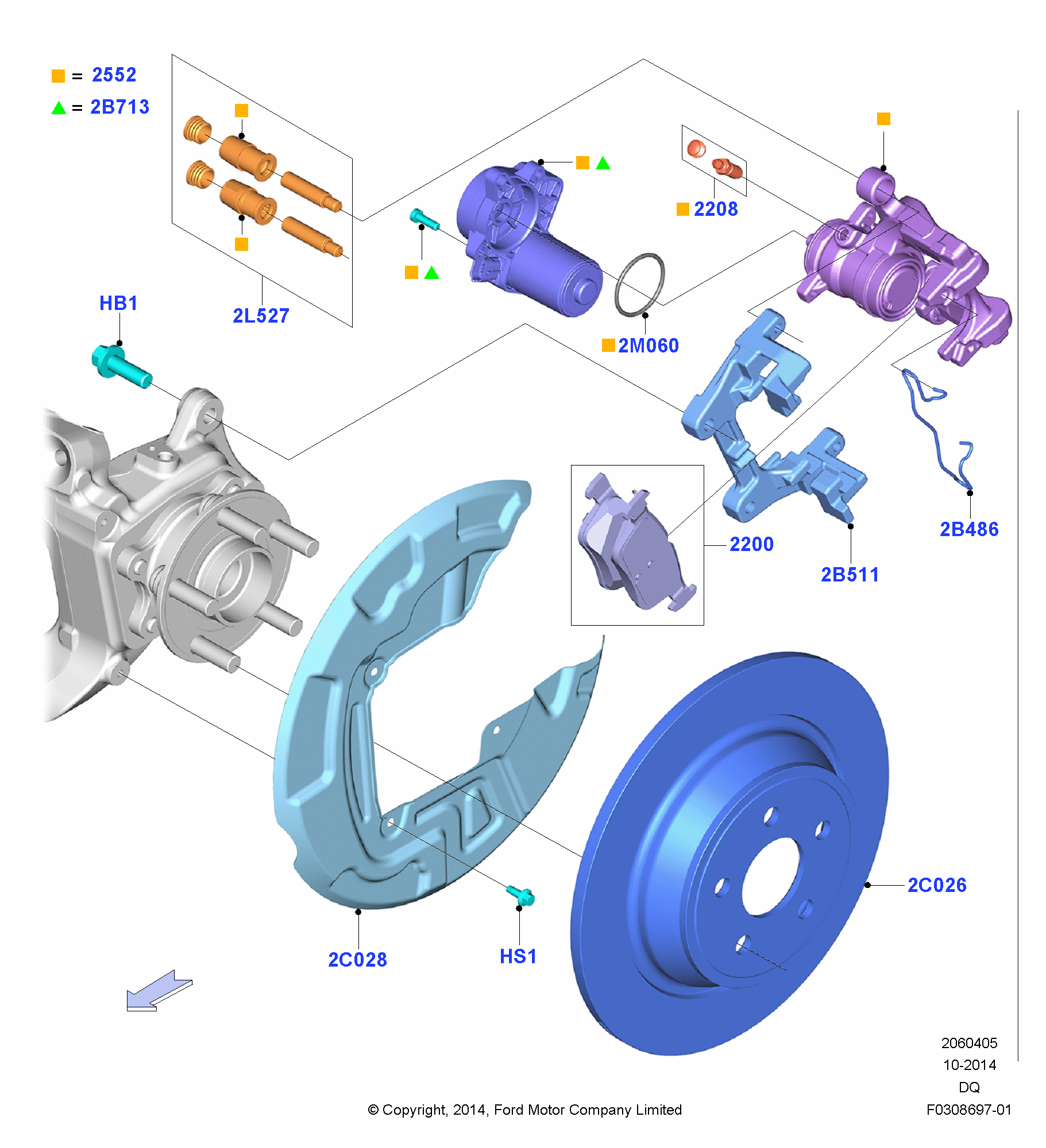 Rear Brake Discs And Calipers FORD Edge 2015 (CDQ)
