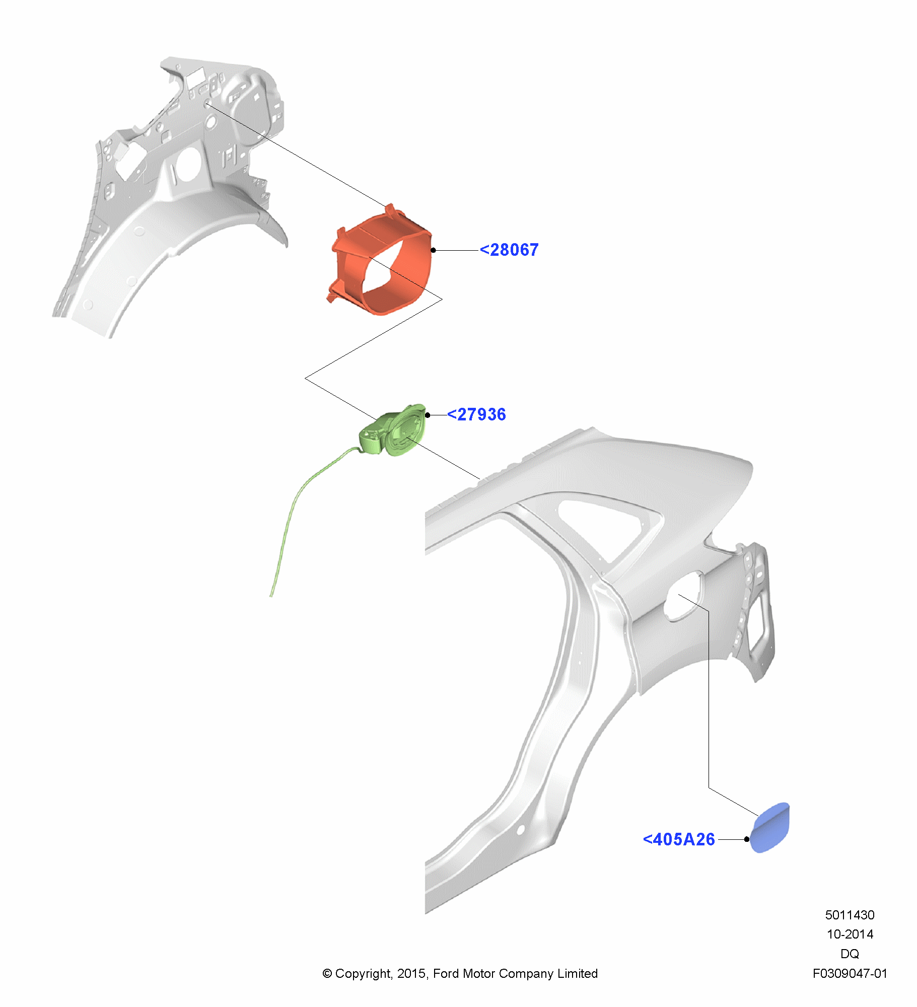 Fuel Tank Filler Door And Controls FORD Edge 2015 (CDQ)