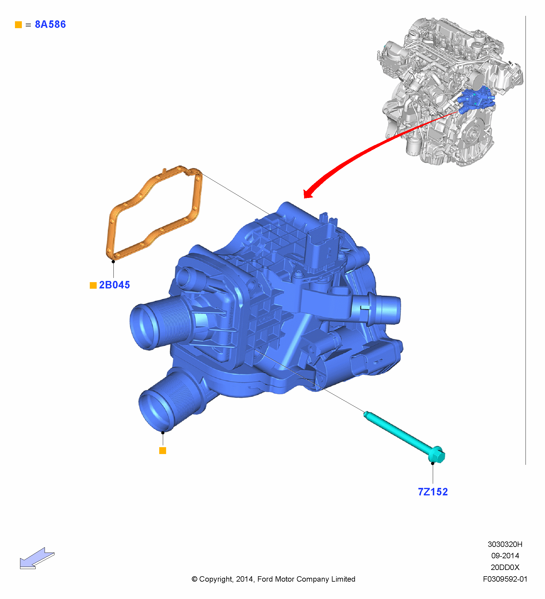 Thermostat/Housing & Related Parts FORD Kuga 2012 (CBS)