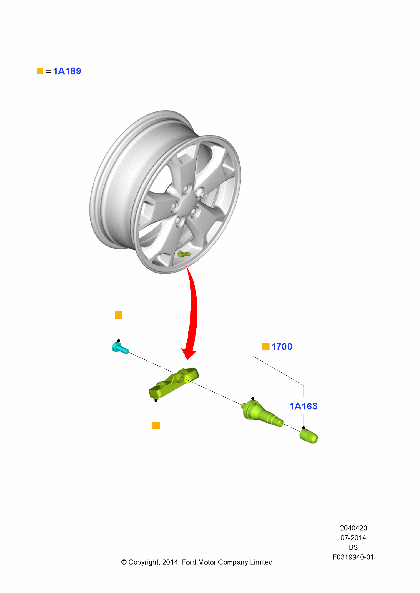 Tyre Pressure Monitor System FORD Kuga 2012 (CBS)